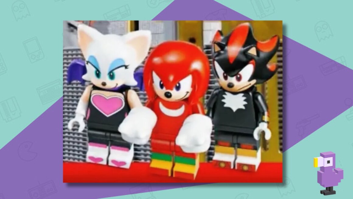 Rouge, Knuckles and Shadow LEGO minifigs
