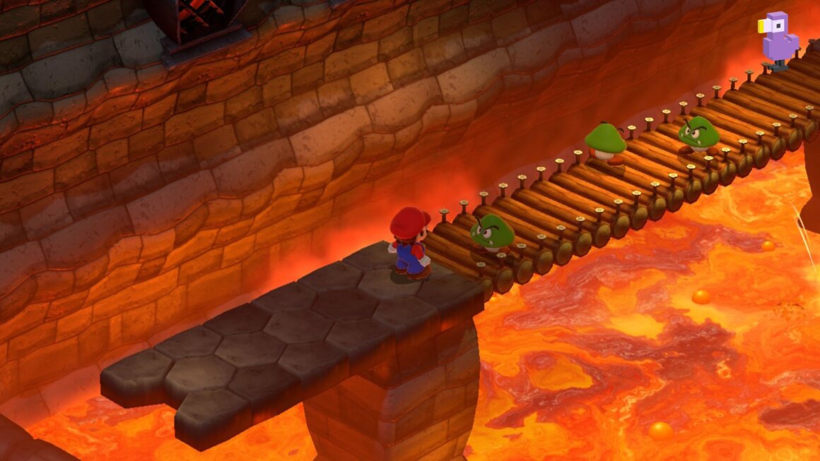 Mario over lava