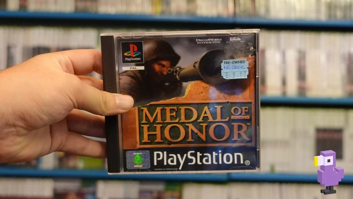 Medal of Honor PS1 game case in Brandon's hand