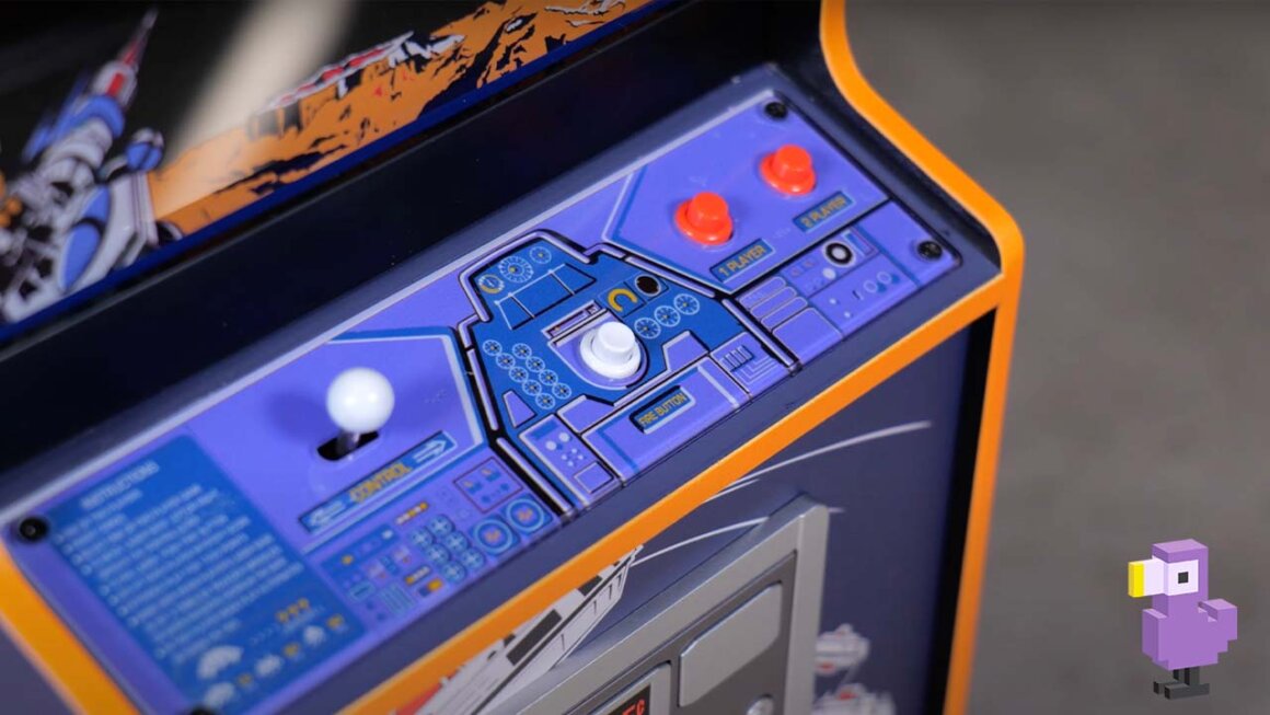 Controls on the Space Invaders quarter arcade cabinet
