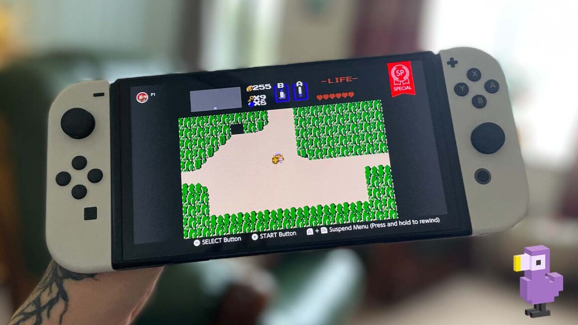 Nintendo Switch de Seb con la edición NES de The Legend of Zelda jugando