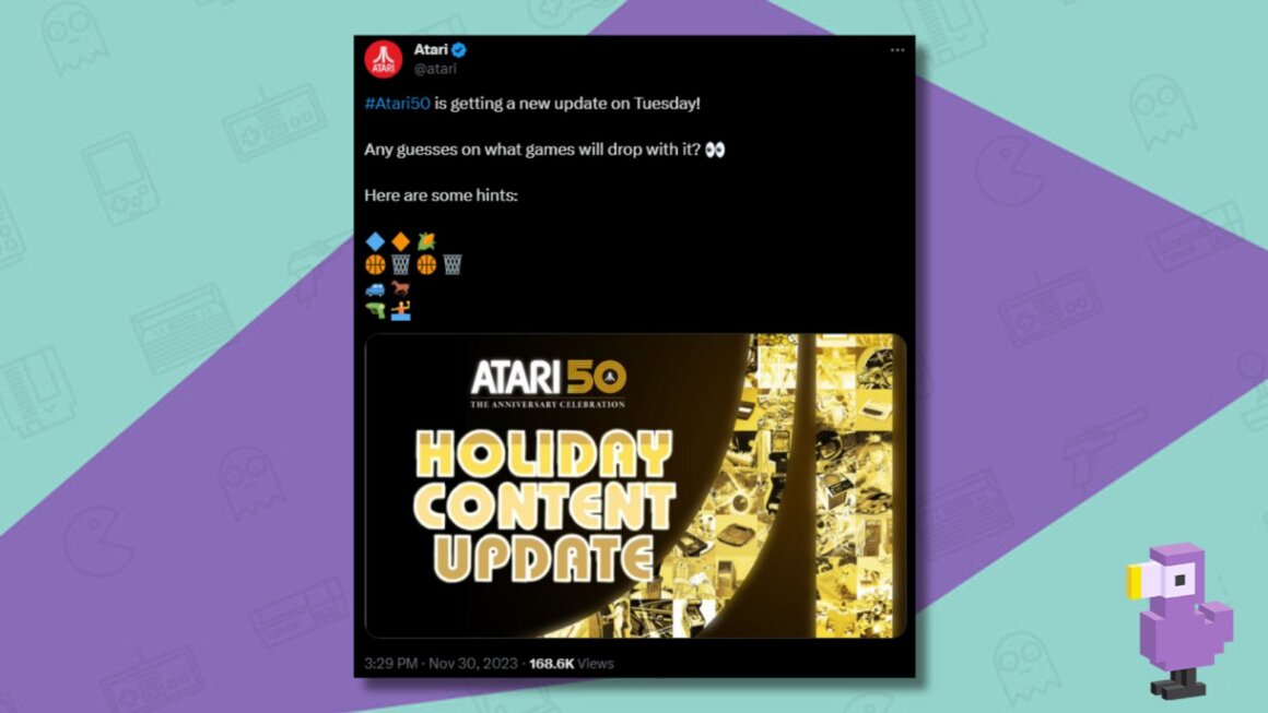 Atari 50 Holiday Content Update Twitter Tease