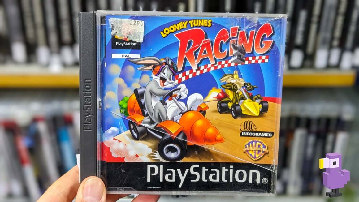 Looney Tunes Racing for the PS1 held by Theo