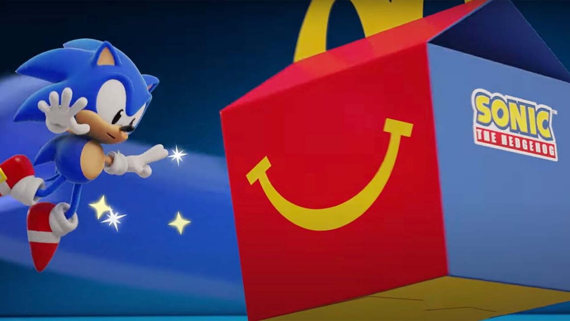 Sonic spinning past a happy meal box