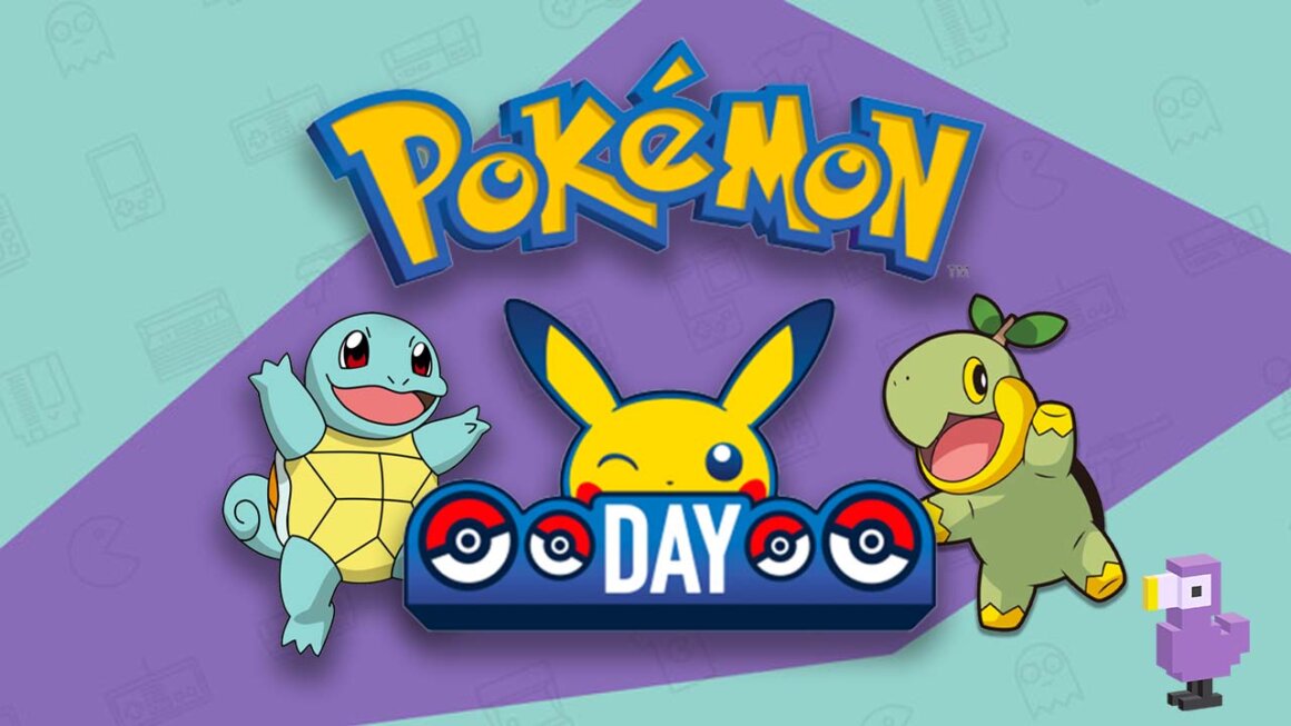 When is Pokèmon Day - logo with Squirtle & Turtwig