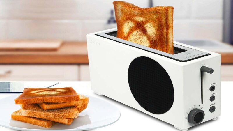 Xbox Toaster with Toast piled next to it