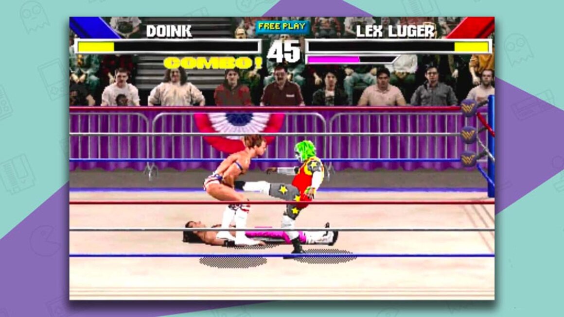 WWF Wrestlemania: The Arcade Game 32x gameplay - Doink Vs Lex Luger in the ring