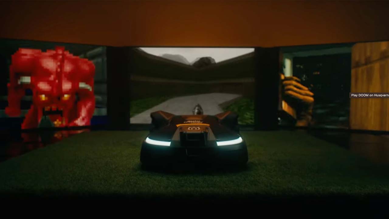Doom promo on a husqvarna lawnmower