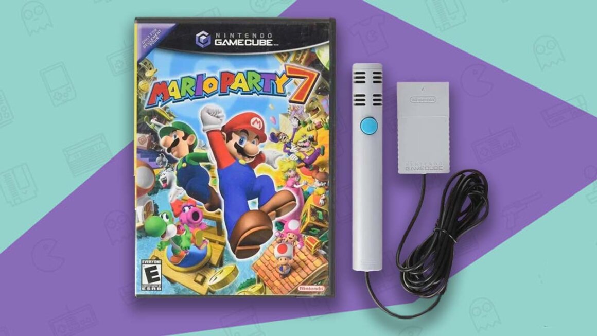 Mario Party 7 case and microphone gamecube