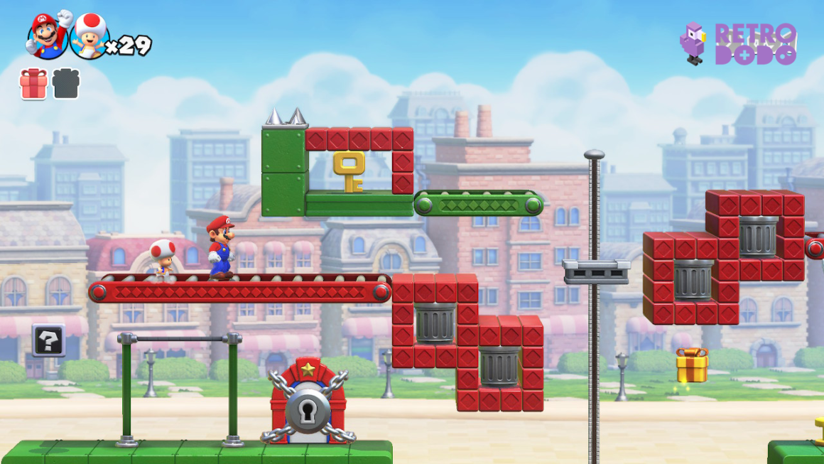 Mario and Toad team up in co-op.