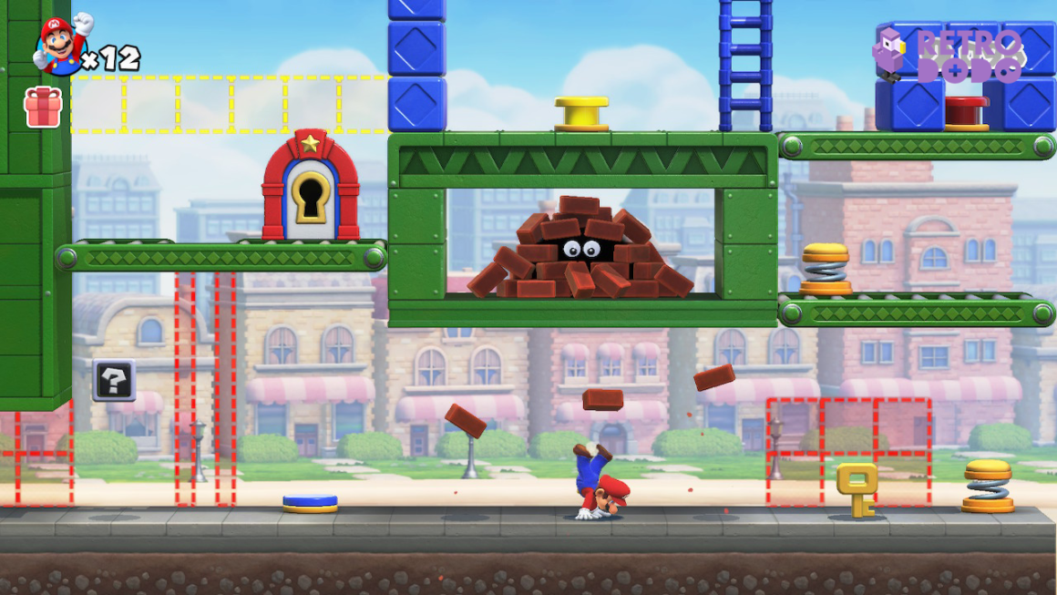 Mario does a handstand in Mario Vs Donkey Kong.