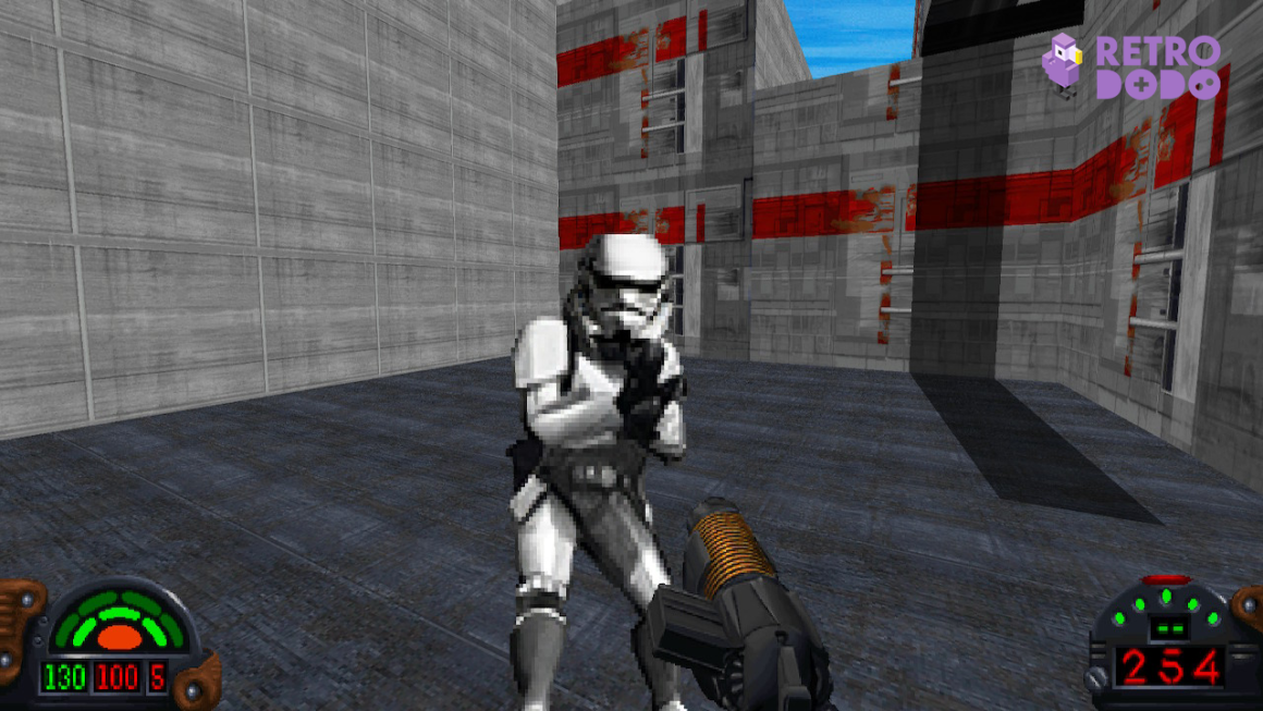 Dark Forces: Remastered Stormtrooper shooting towards the player