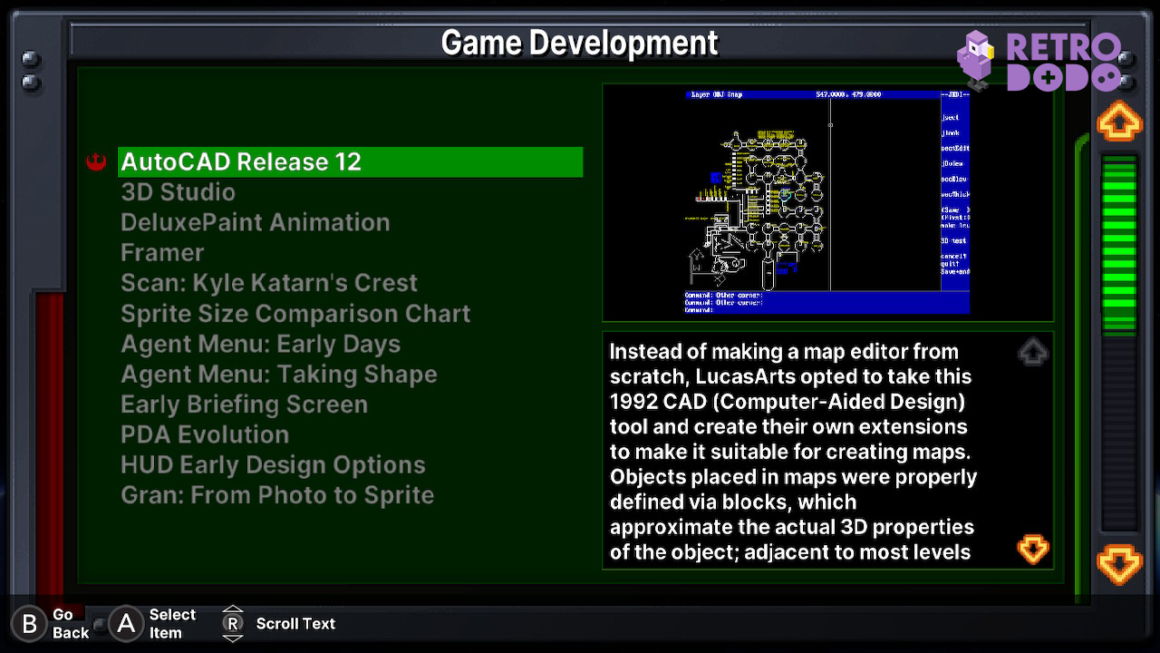 CAD Plans in the Game Development menu