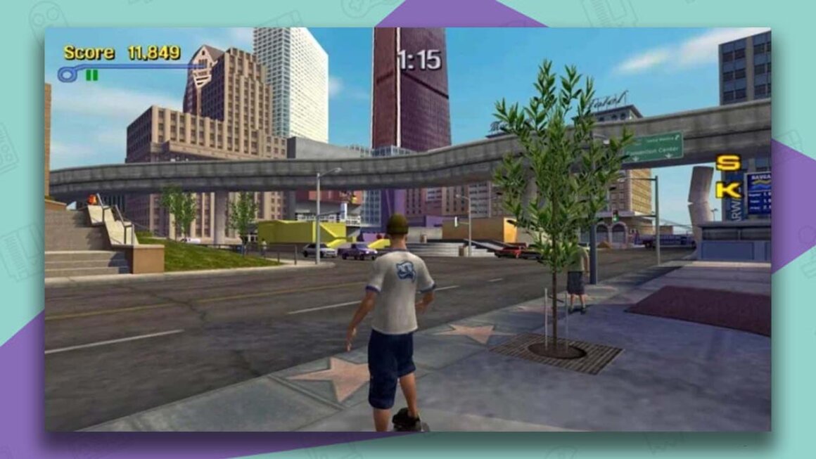 Tony Hawk's Pro Skater 3 gameplay - looking at the city