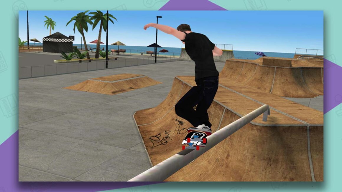 Tony Hawk's Skate Jame gameplay - grinding on a pipe