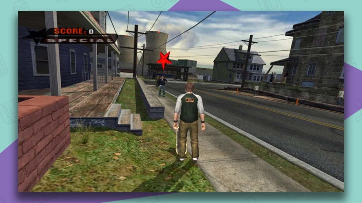Tony Hawk's Underground 2 gameplay - walking around the town