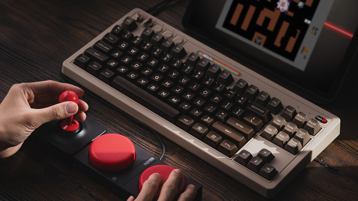 8BitDo Retro Mechanical Keyboard - C64 Edition Dual Super Buttons and Super Stick Controls