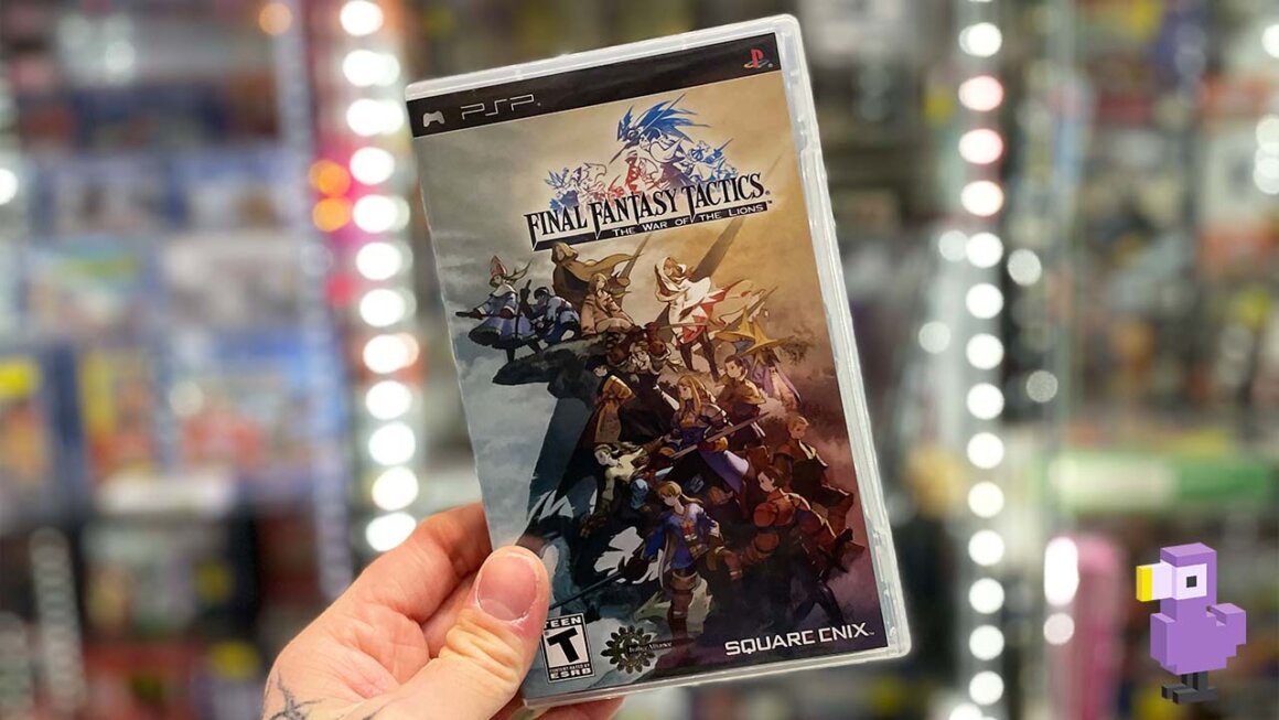 Final Fantasy Tactics for the PSP game case held by Seb