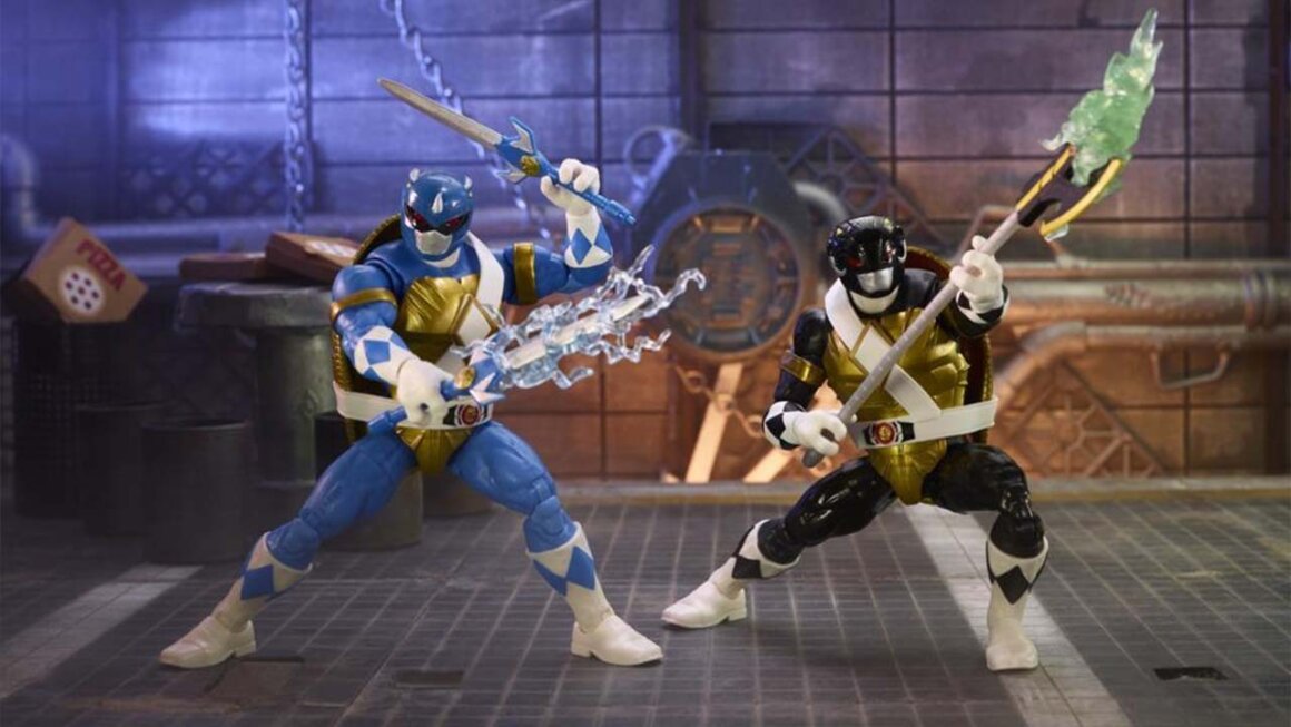 TMNT vs Power Rangers figurines - Blue and Black rangers 