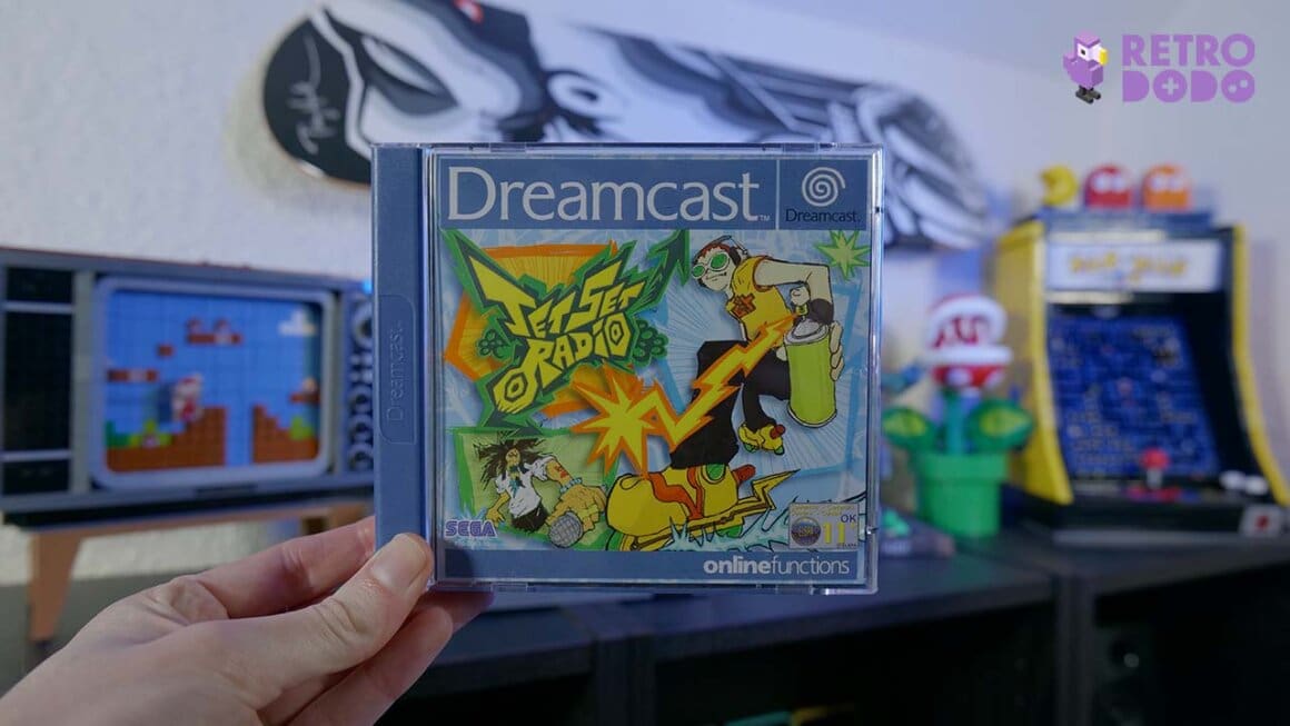 Rob holding his copy of Jet Set Radio for the Dreamcast