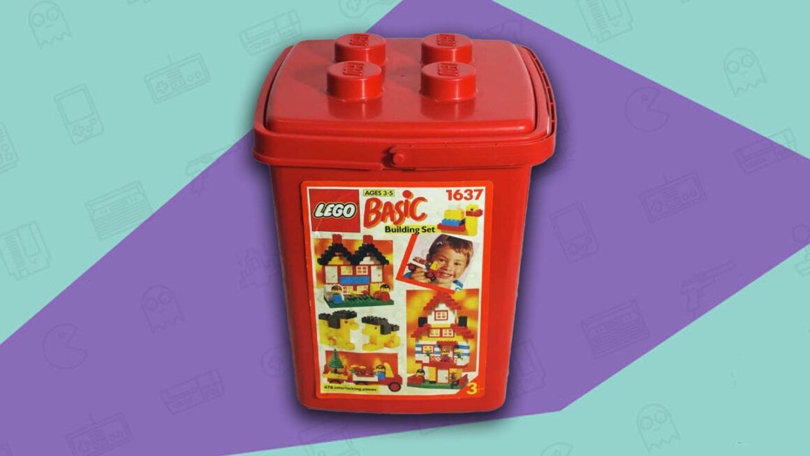 The iconic red LEGO bucket