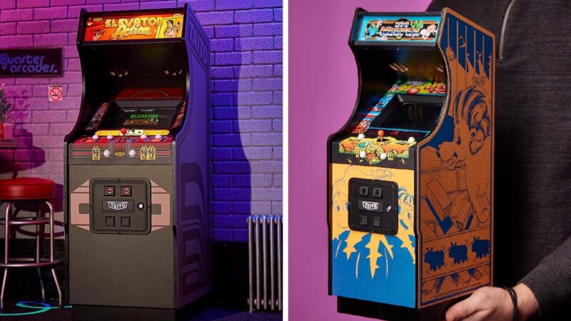 Elevator Action and Zoo Keeper quarter arcade cabinets