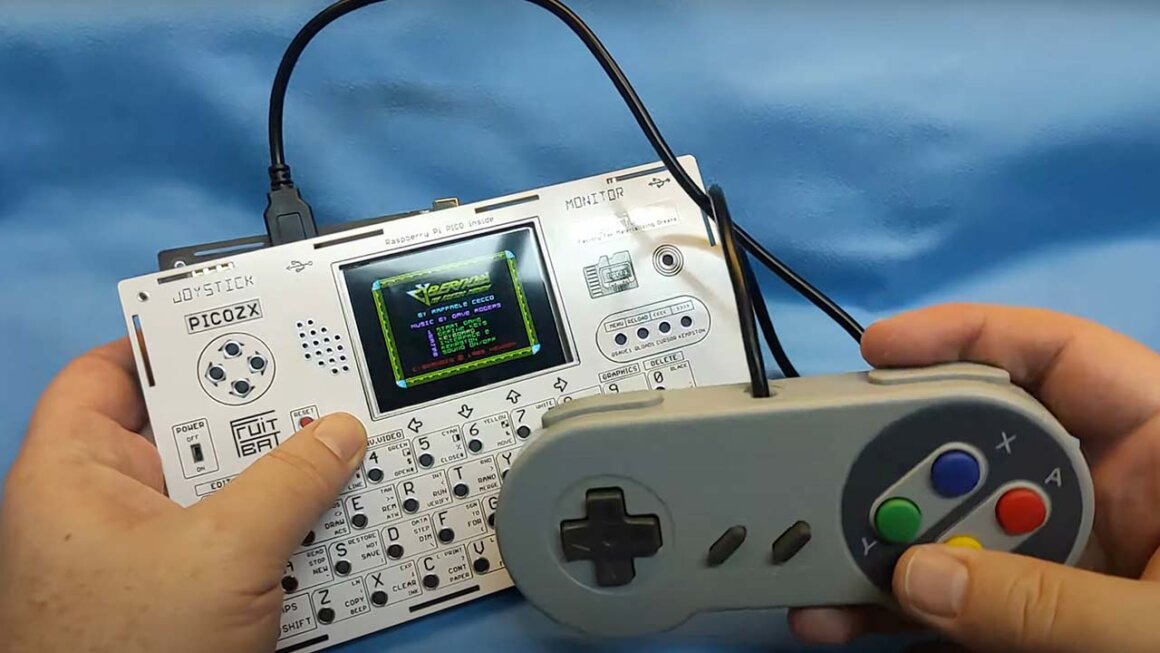 PicoZX with an external SNES-style controller attached