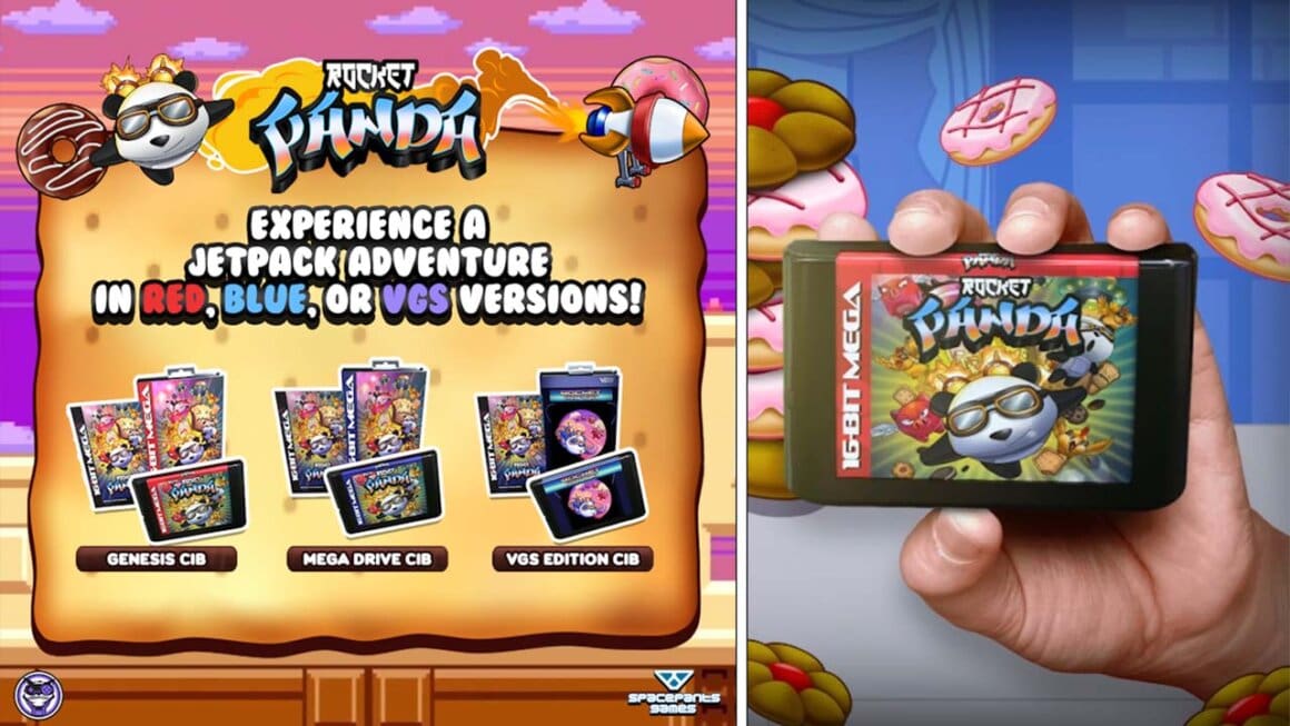 Bundles available from Space Pants games (left) and the game cart held in someone's hand (right)