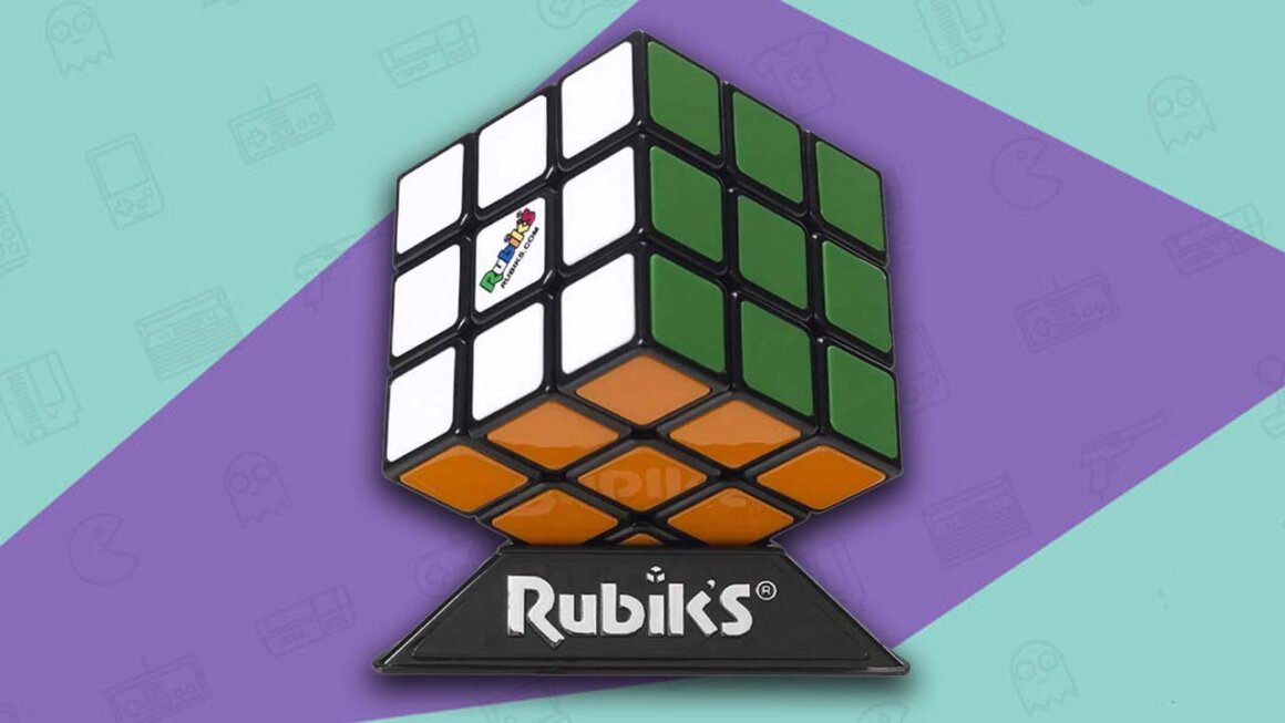 Rubik's Cube showing white, green and orange completed sides