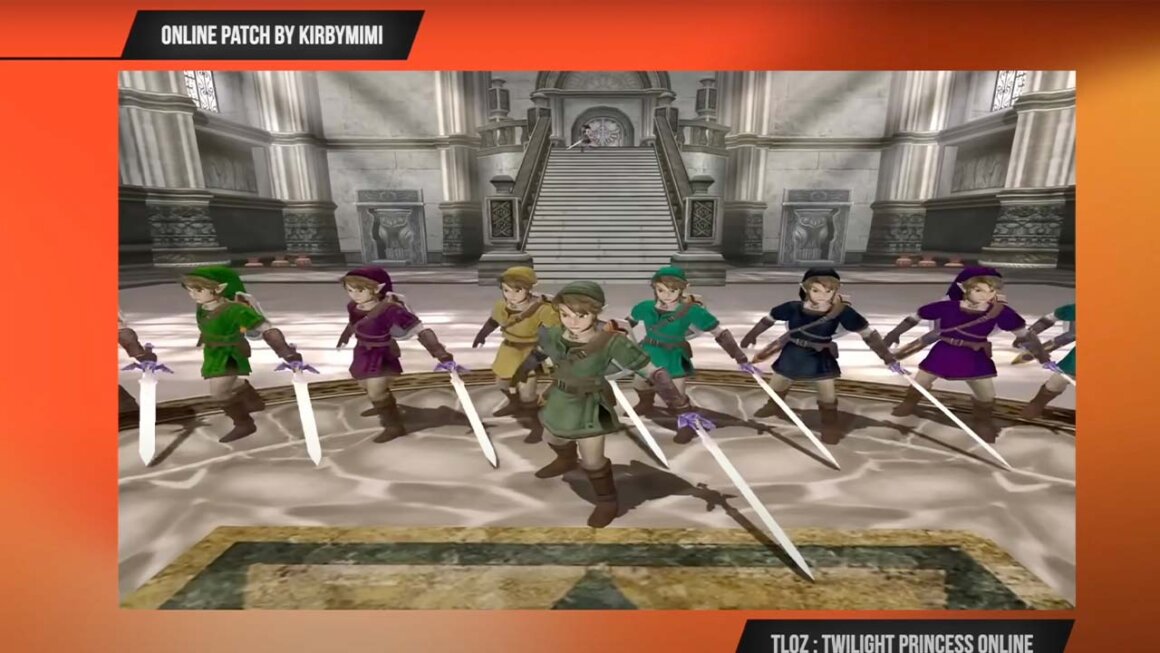 The Legend of Zelda Twilight Princess online Gameplay with multiple versions of Link. 
