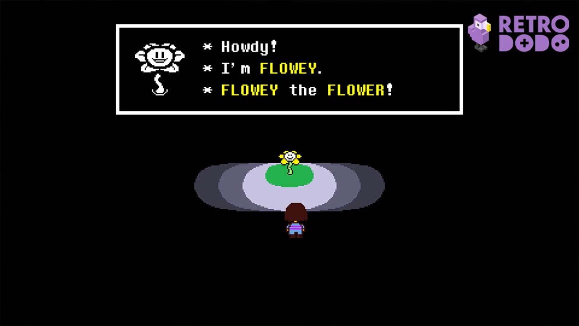 Gameplay for Undertale - a character talking Flowey the Flower