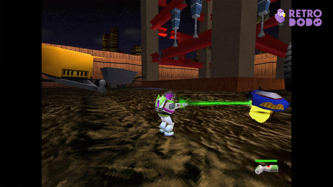 Toy Story 2: Buzz Lightyear To The Rescue screenshot of Buzz zapping a toy car with his laser