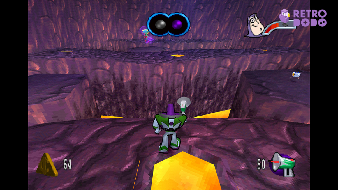 Buzz Lightyear Of Star Command screenshot of Buzz in a boss battle inside a volcano.
