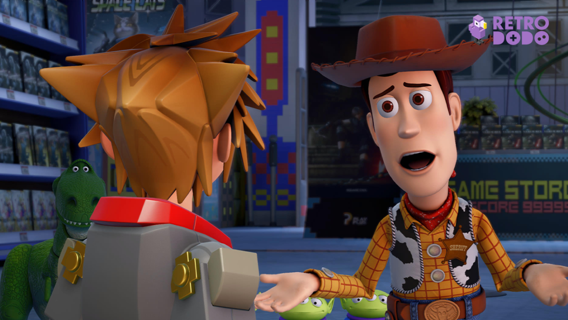Woody asks toy Sora for help.