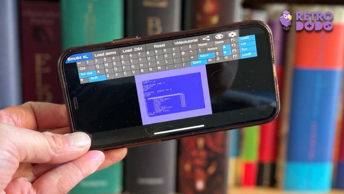 Seb's phone showing the Emu64 XL emulator screen with keyboard