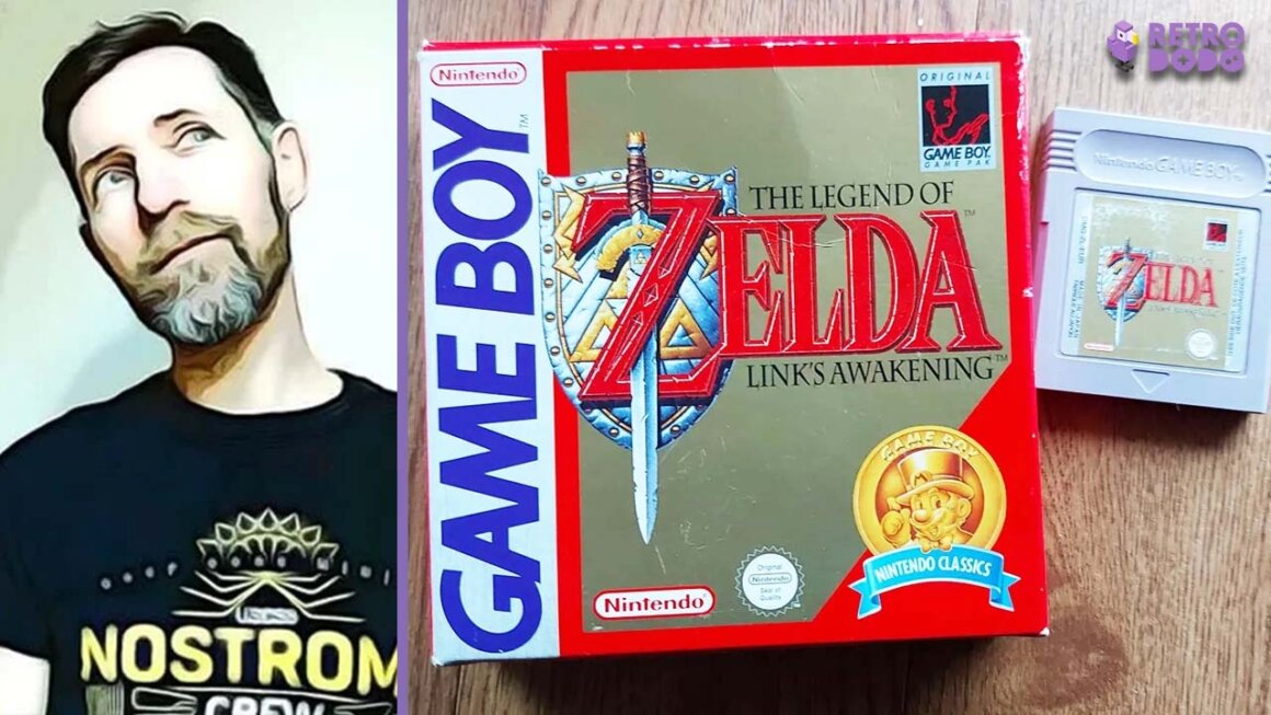 Jason's headshot (left) and The Legend of Zelda Link's Awakening box (right)