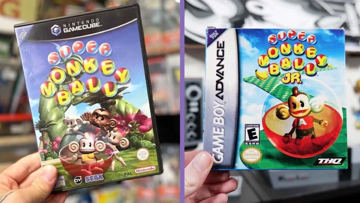an image of two super monkey ball game cases