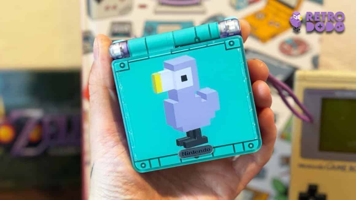 The front casing of the GBA SP Retro Dodo edition