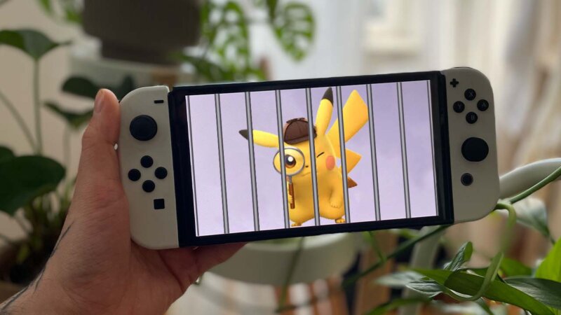 An image of detective pokachu behind bars on Seb's Switch