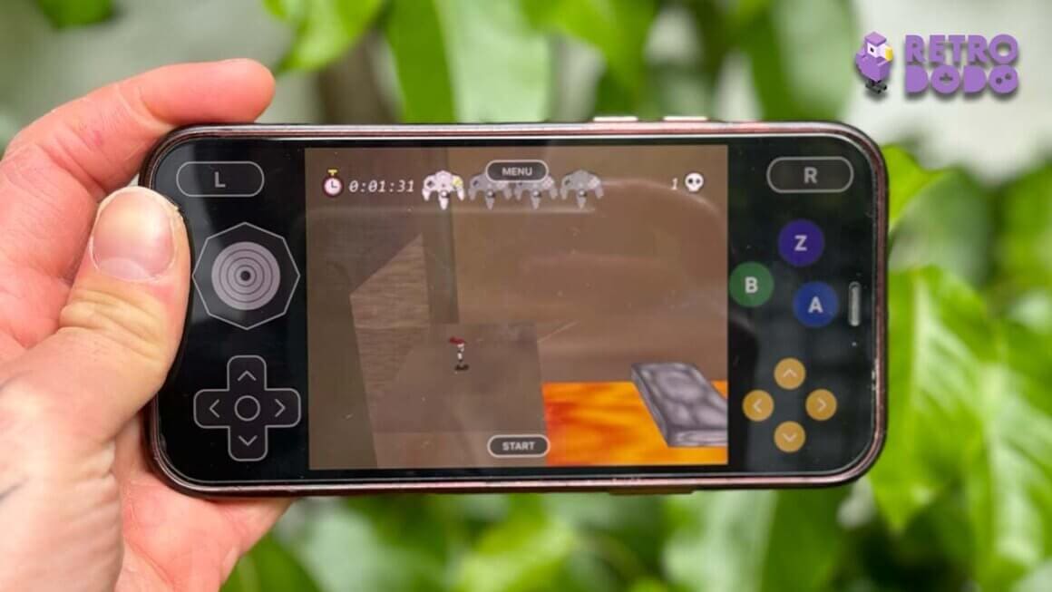 A close up screenshot of Tandem Trouble playing on Delta