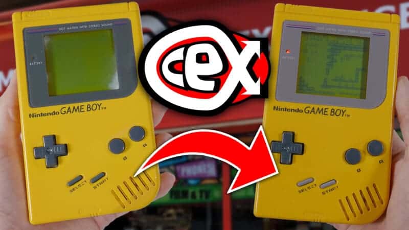 Image of Robs Game Boy and the CEX logo