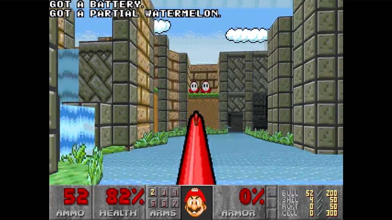 Screenshot from the Doom Mario mod Super MAYhem