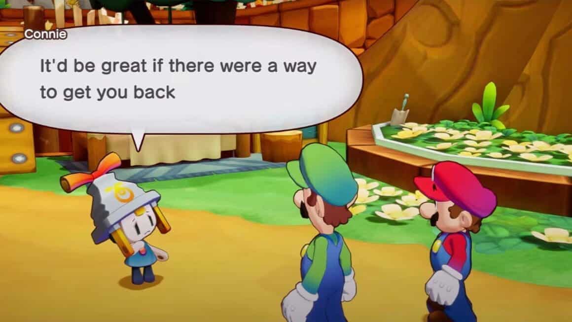 Mario & Luigi talking to Connie in Brothership