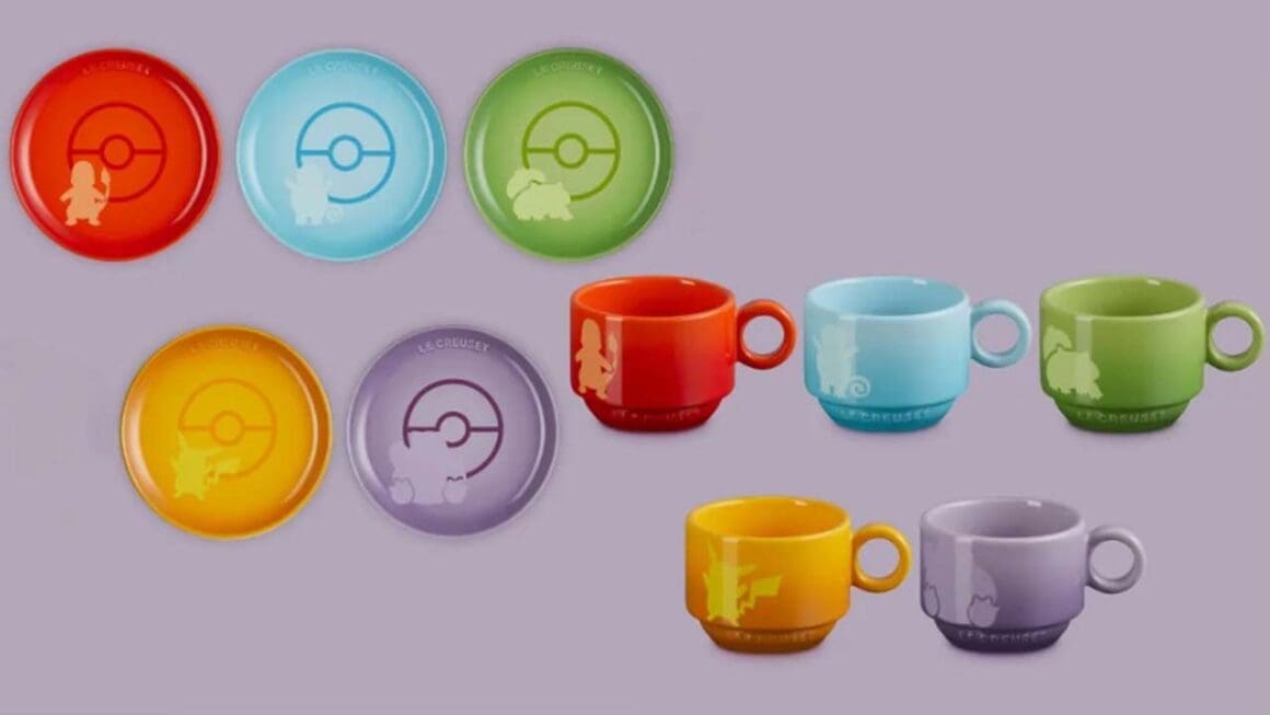 Pokémon themed cups and saucers from Le Creuset