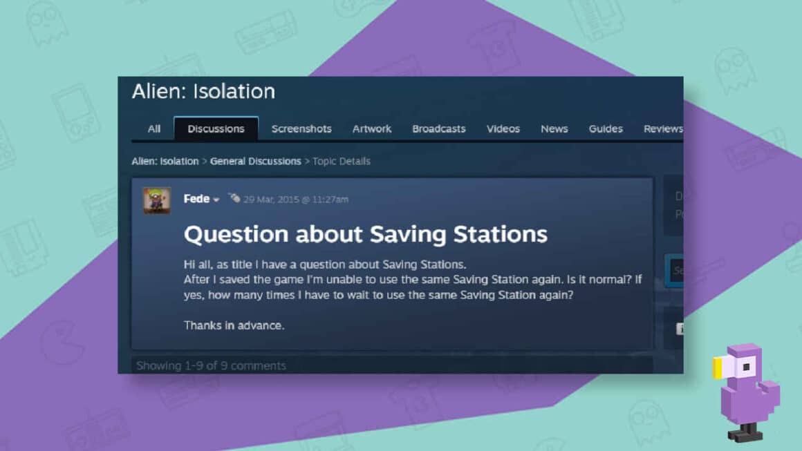 Alien Isolation Save Station Question on Steam