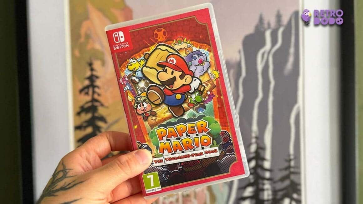Paper Mario: The Thousand Year Door game case held by Seb