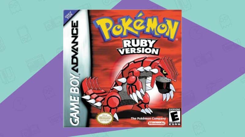 An image of the Pokémon Ruby box on the Retro Dodo background
