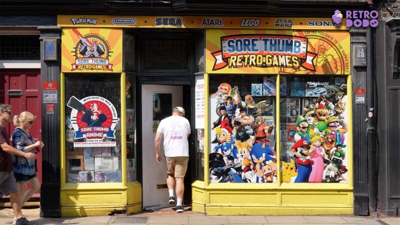 Brandon walking into a Gaming Shop on Retro Dodo's visit to York