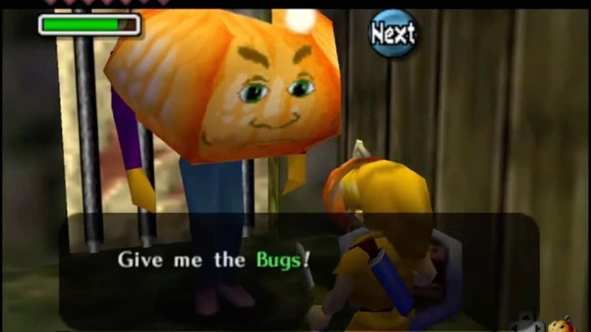 A pumkin talking to Link