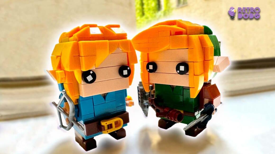 Two Link figures from a Fake LEGO zelda set on a windowsill